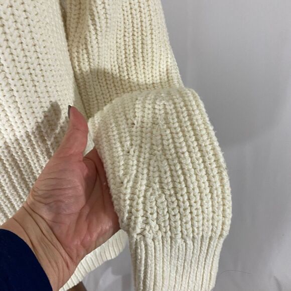 Lands’ End Roll Neck Chunky Knit Cotton Sweater - Picture 4 of 9